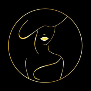 Simbolo Aphrodite Centro Estetico con profilo femminile stilizzato elegante